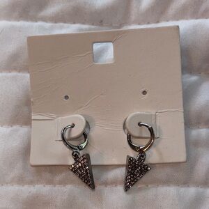 Silvertone Triangle Dangle Earrings
